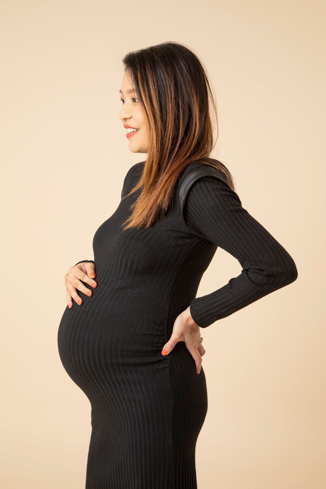 Ribbed Maternity Dress, Black  The Mum Marketplace