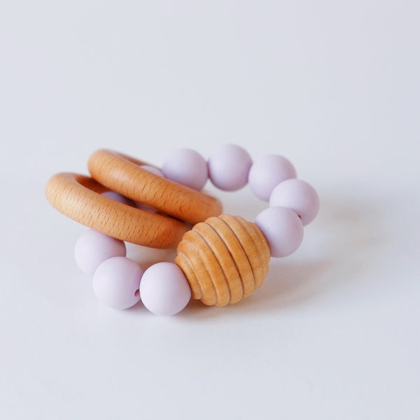 Lavender Beehive Silicone and Wooden Teething Toy
