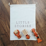 Set of 3 Orange Wooden Toy Construction Trucks
