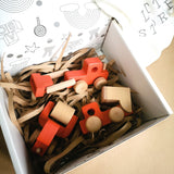 Set of 3 Orange Wooden Toy Construction Trucks