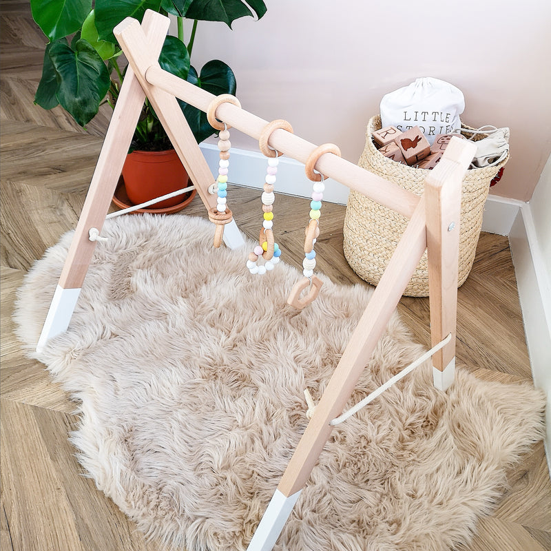Premium Beech Wood Play Gym With Pastel Charm