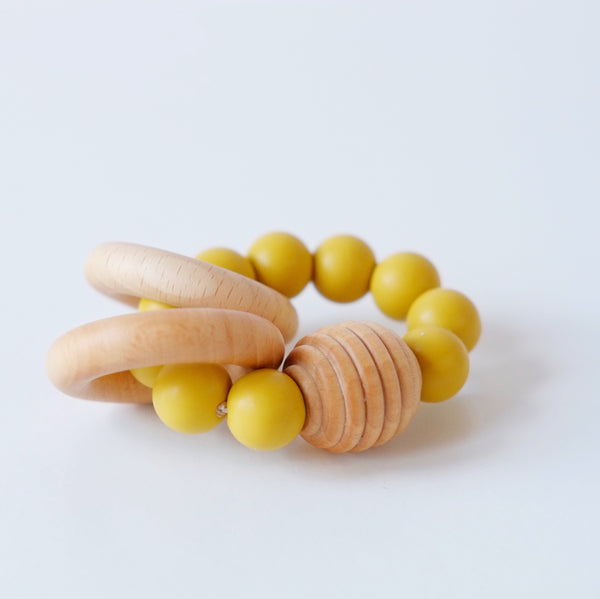 Mustard Beehive Silicone and Wooden Teething Toy