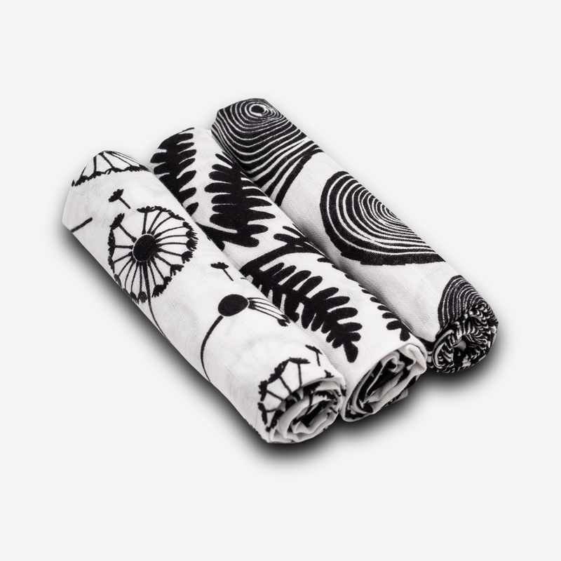 PLANT PRINT 3-PACK MUSLINS - For Newborn to 4 Month Old Babies
