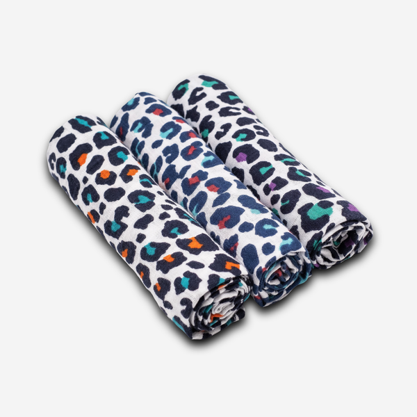 LEOPARD PRINT MUSLIN 3-PACK  - For 5+ Month Old Babies