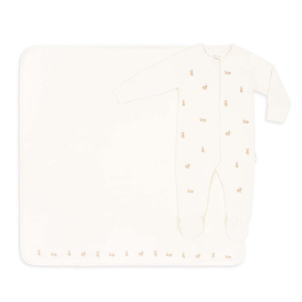 New Baby Sleepsuit and Blanket Gift Set - Bunny