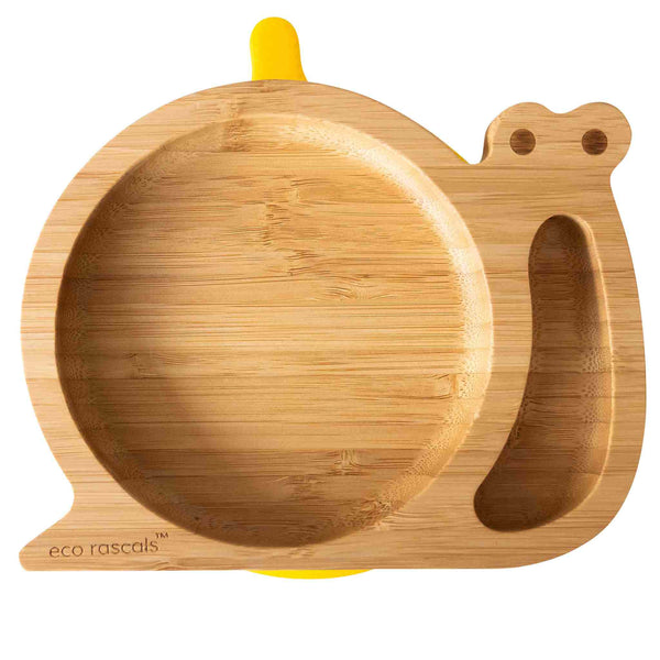 Bamboo Tableware Suction and Section Plate - Snail