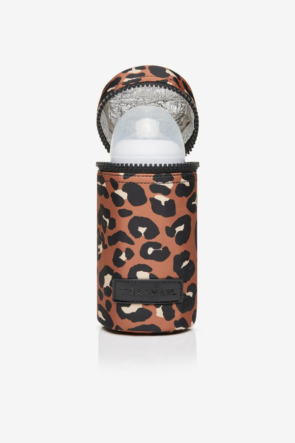 Insulated Bottle Holder Rust Leopard Print
