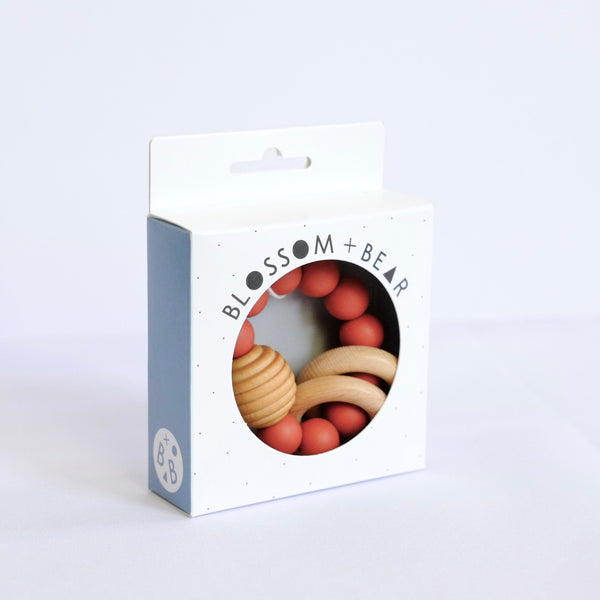 Rust Beehive Silicone and Wooden Teething Toy