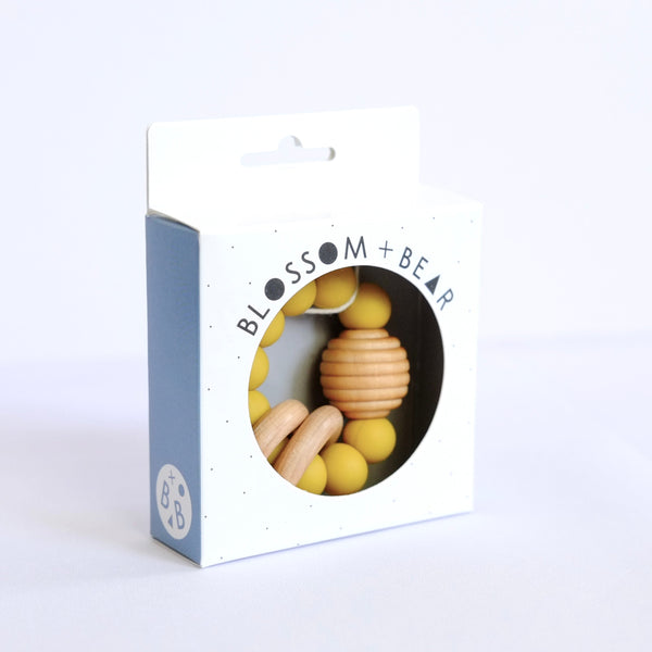 Mustard Beehive Silicone and Wooden Teething Toy