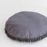 Large Floor Cushion With Tassels in Grey