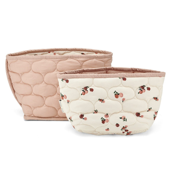 Small Quilted Storage Baskets Set of 2 - Peaches