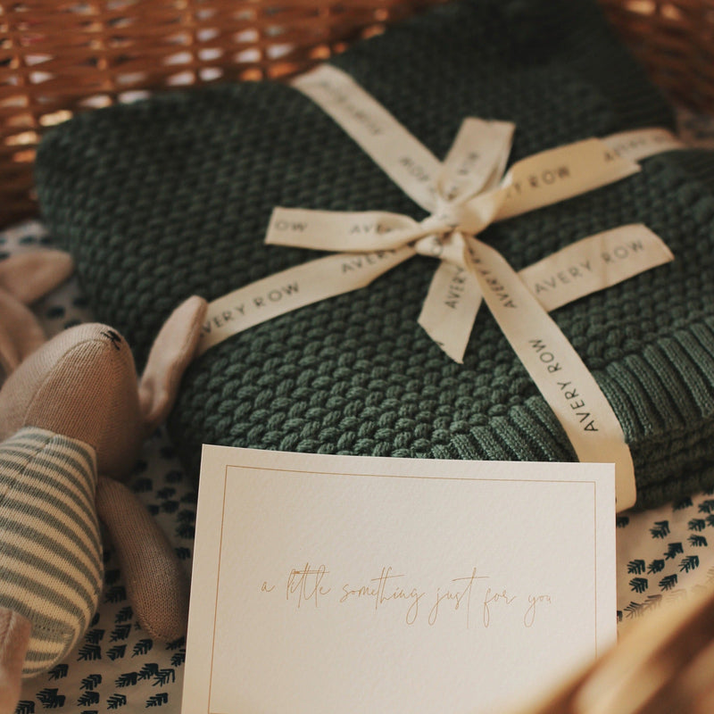 Plait Knit Baby Blanket - Pine Green