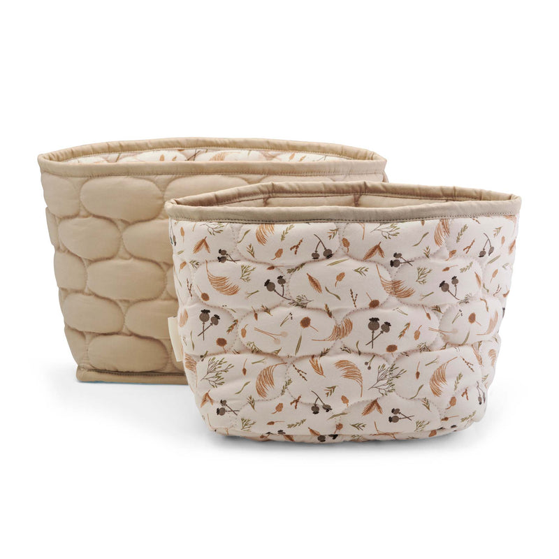 Small Quilted Storage Baskets Set of 2 - Grasslands