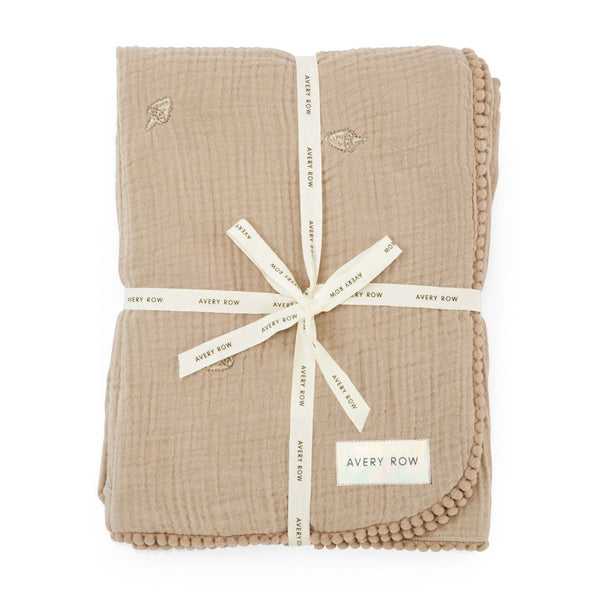 Embroidered Muslin Blanket - Mushroom