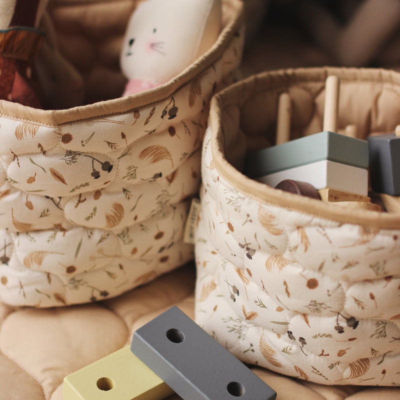 Small Quilted Storage Baskets Set of 2 - Grasslands