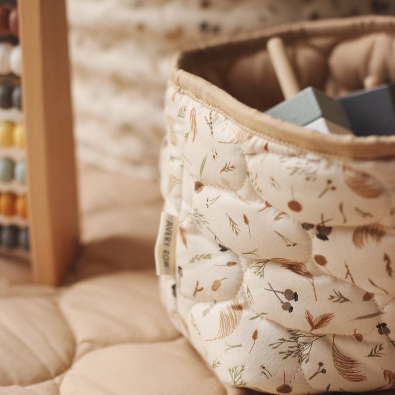Small Quilted Storage Baskets Set of 2 - Grasslands