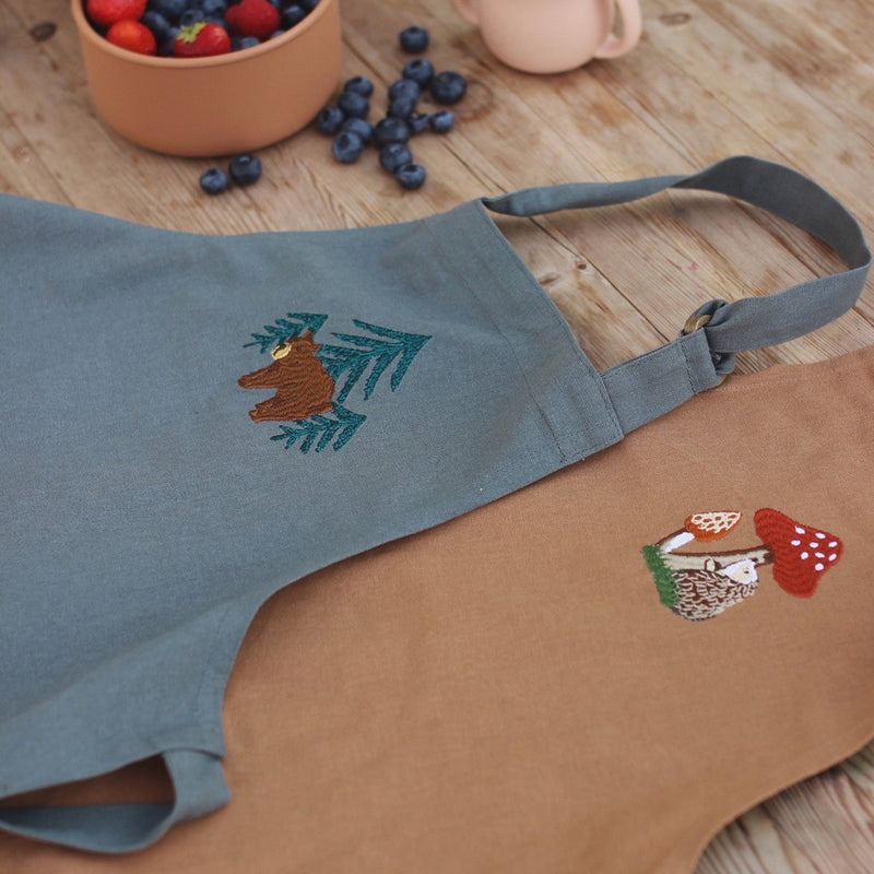 Kid's Apron, Embroidered - Forest Bear