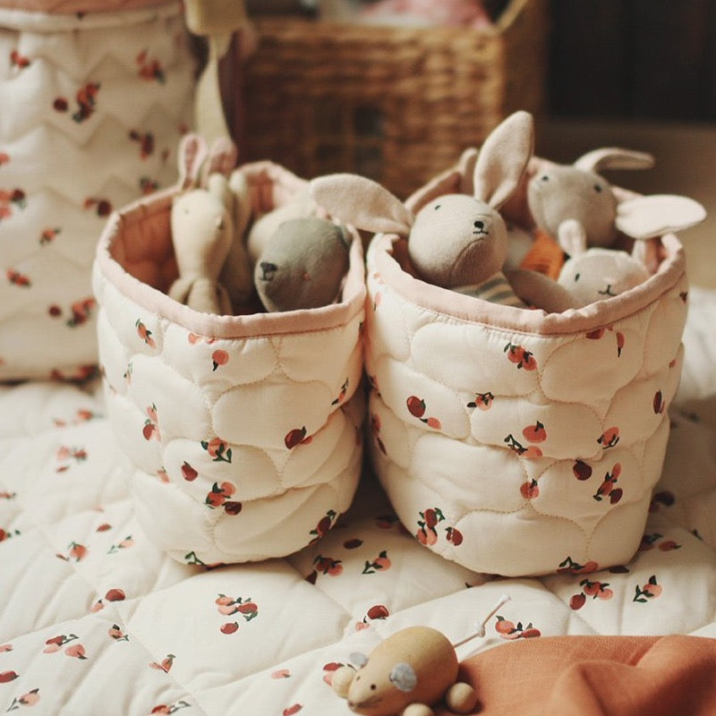 Small Quilted Storage Baskets Set of 2 - Peaches