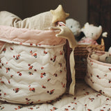 Large Quilted Storage Basket - Peaches