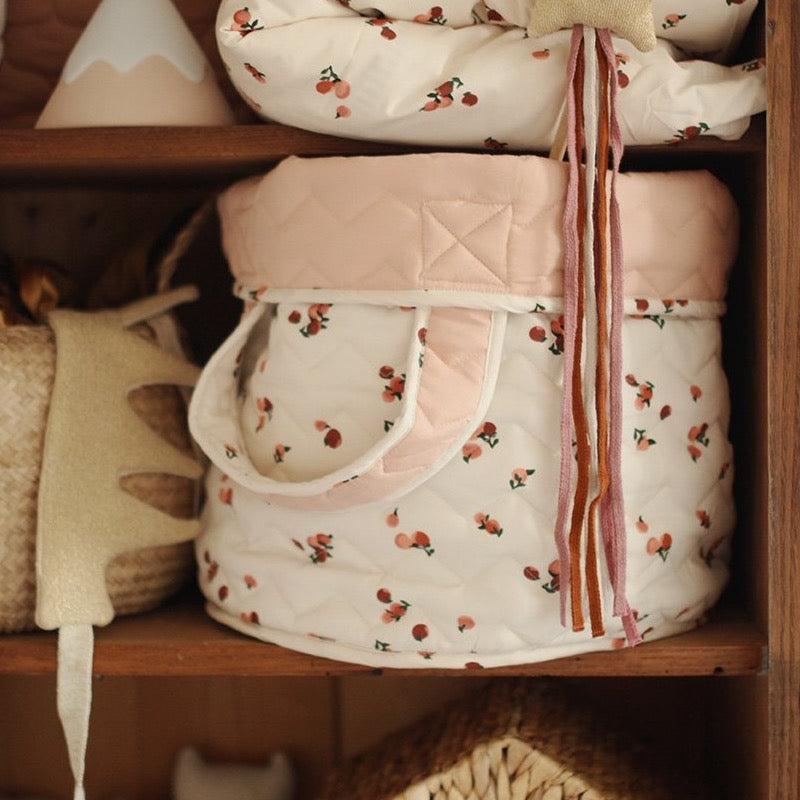 Large Quilted Storage Basket - Peaches