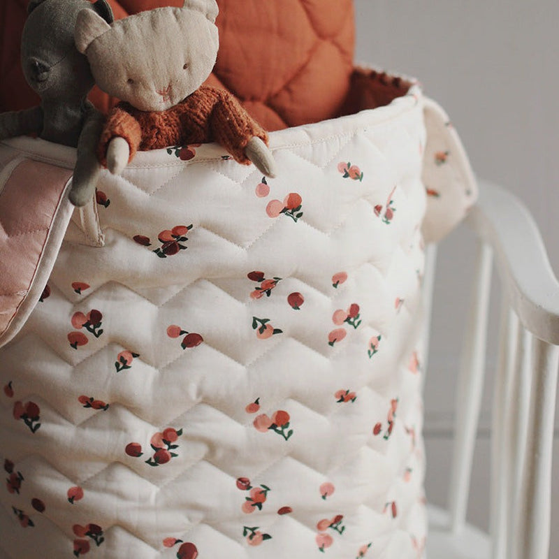 Large Quilted Storage Basket - Peaches