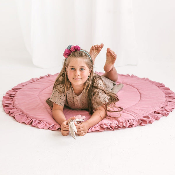 Kids Playmat With Ruffles in Rose