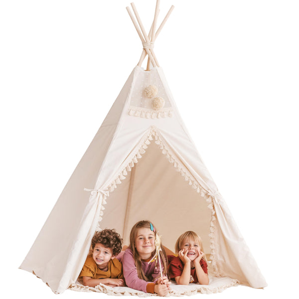Extra Large Indoor Teepee Tent With Tassels Decor in Boho Style