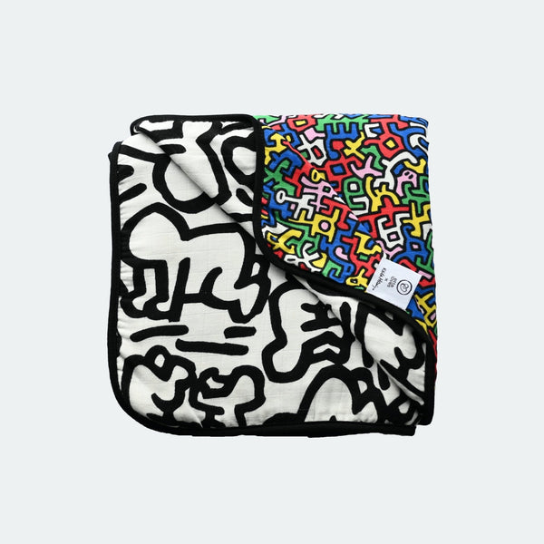 ETTA LOVES X KEITH HARING MUSLIN BLANKET - Reversible Newborn to 4 Months / 5+ Months