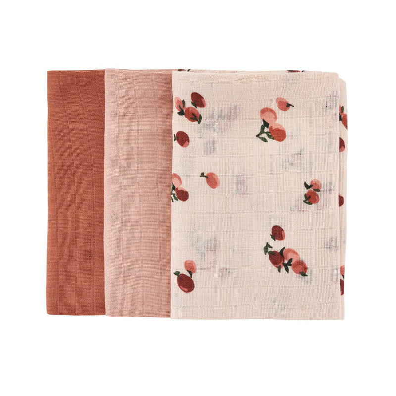 Organic Baby Muslin Squares Set of 3 - Peaches