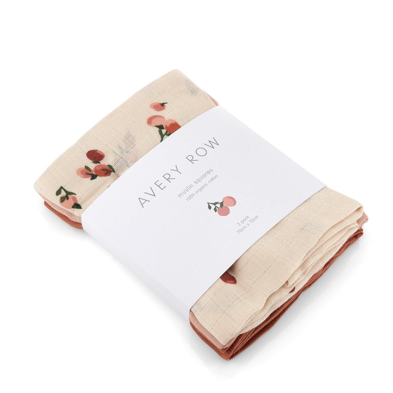 Organic Baby Muslin Squares Set of 3 - Peaches