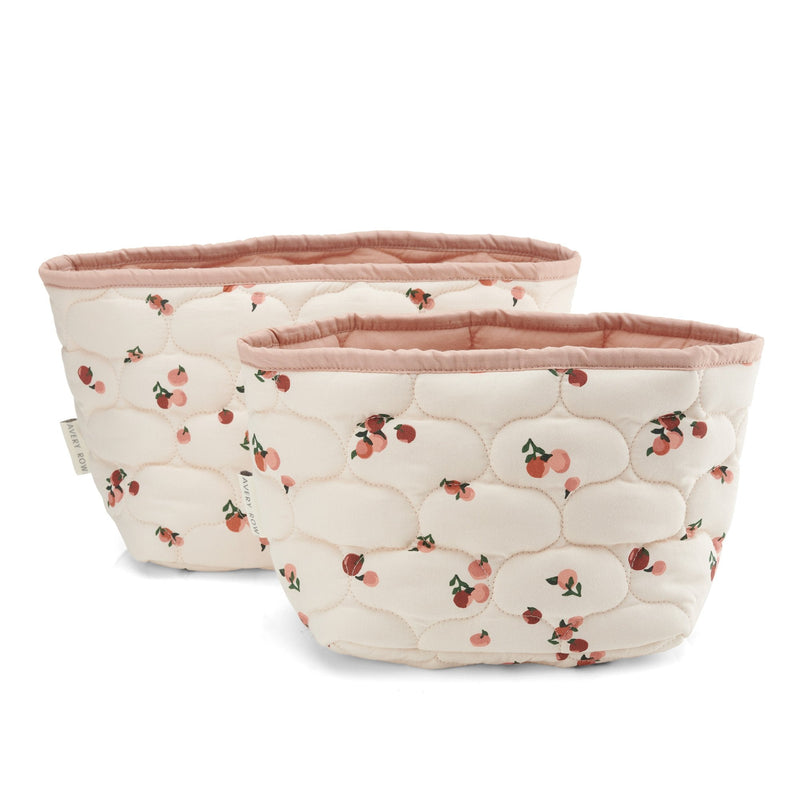 Small Quilted Storage Baskets Set of 2 - Peaches
