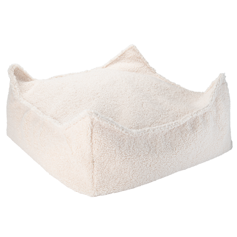Cream White Square Ottoman
