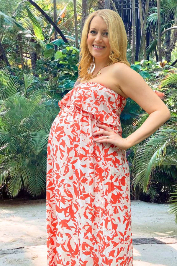 Coral Print Maxi Dress