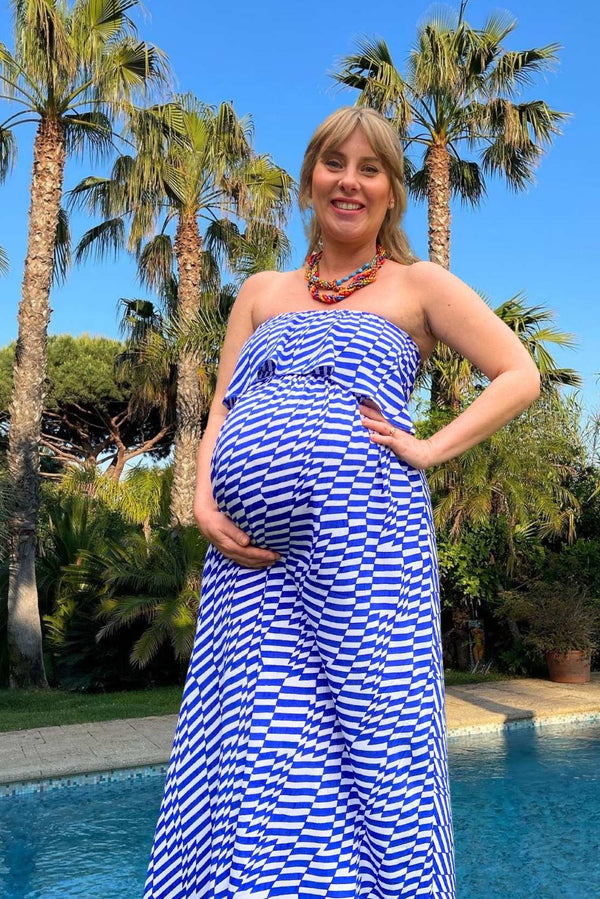 Zig Zag Blue Maternity Dress