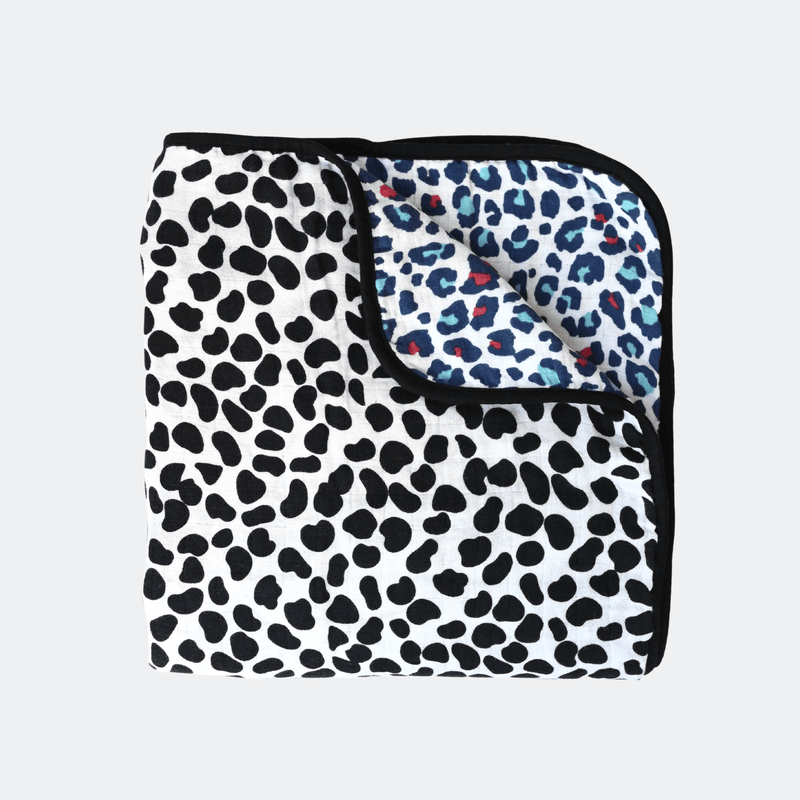 ANIMAL PRINT MUSLIN BLANKET - Reversible Newborn to 4 Months / 5+ Months
