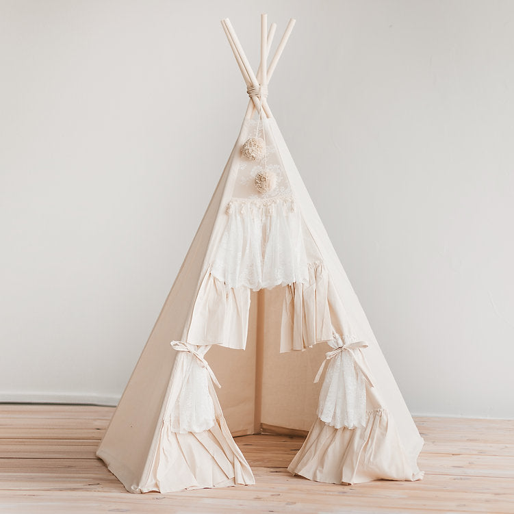 MINICAMP Boho Style Teepee Tent for Kids With Curtains