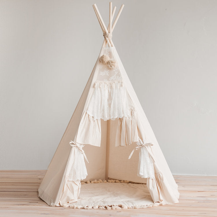 MINICAMP Boho Style Teepee Tent for Kids With Curtains