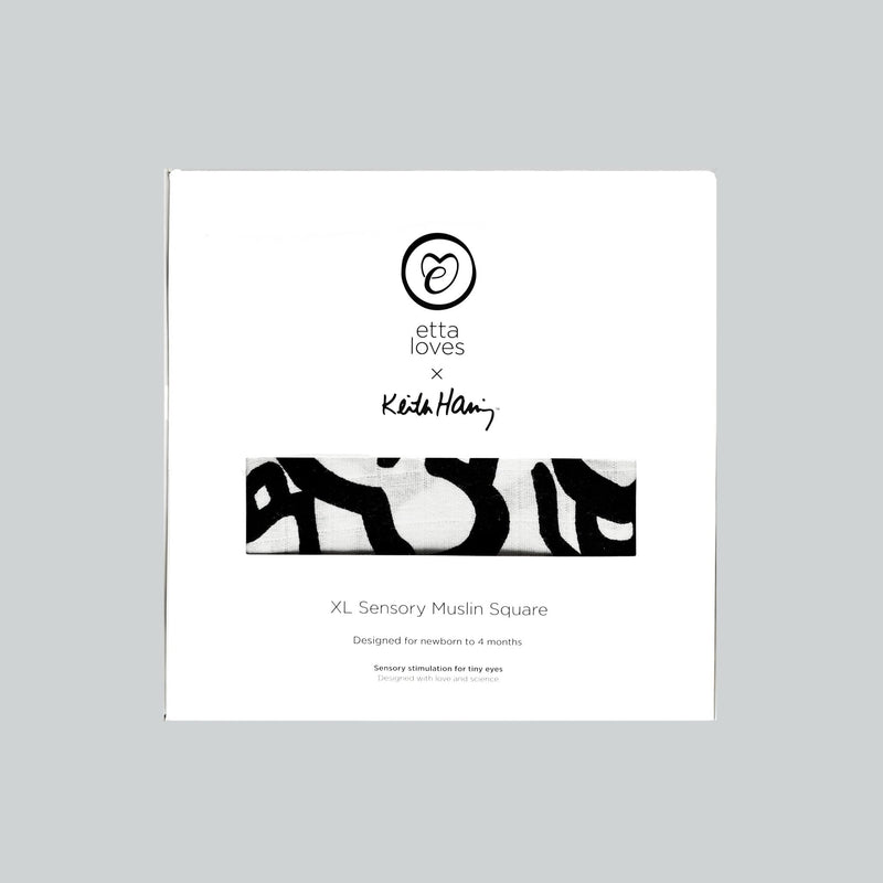 ETTA LOVES X KEITH HARING 'BABY' MUSLIN - For Newborn to 4 Months Old Babies