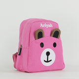 Personalised Toddler Canvas Teddy Backpack - Pink