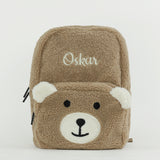 Personalised Kids Fluffy Teddy Backpack - Toffee