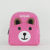 Personalised Toddler Canvas Teddy Backpack - Pink