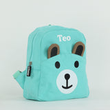 Personalised Kids Canvas Teddy Backpack - Mint