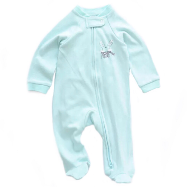 Aqua Bunny Printed Zipped Babygrow