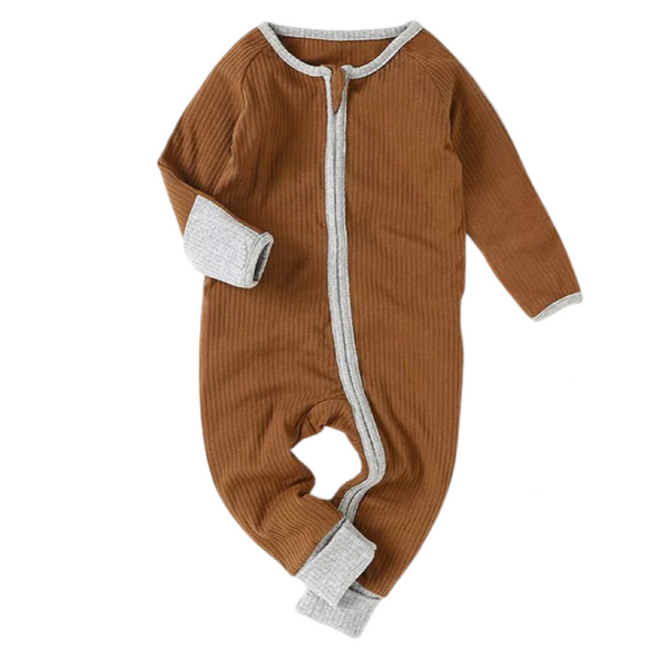 Tawny Brown Organic Cotton Zipped Babygrow