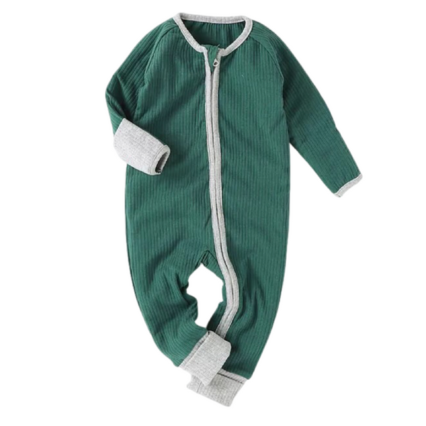 Leaf Green Organic Cotton Zipped Babygrow