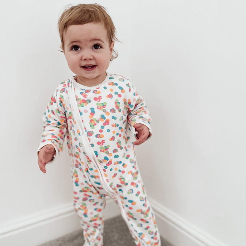Multi Coloured Spot Print Zipped Babygrow