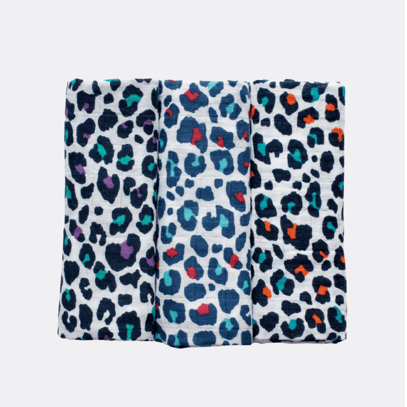 LEOPARD PRINT MUSLIN 3-PACK  - For 5+ Month Old Babies