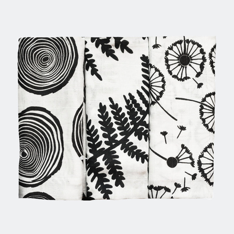 PLANT PRINT 3-PACK MUSLINS - For Newborn to 4 Month Old Babies