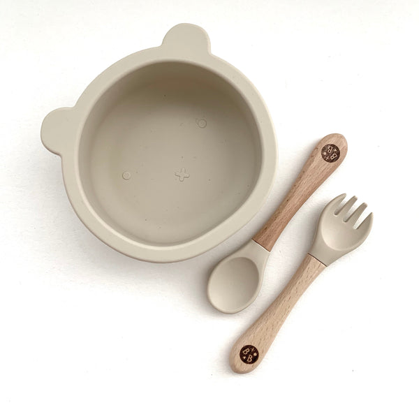 Sand 'CUB' Silicone Suction Bowl and Cutlery  Set
