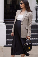 Black Satin Maternity Skirt - Midi-Skirt